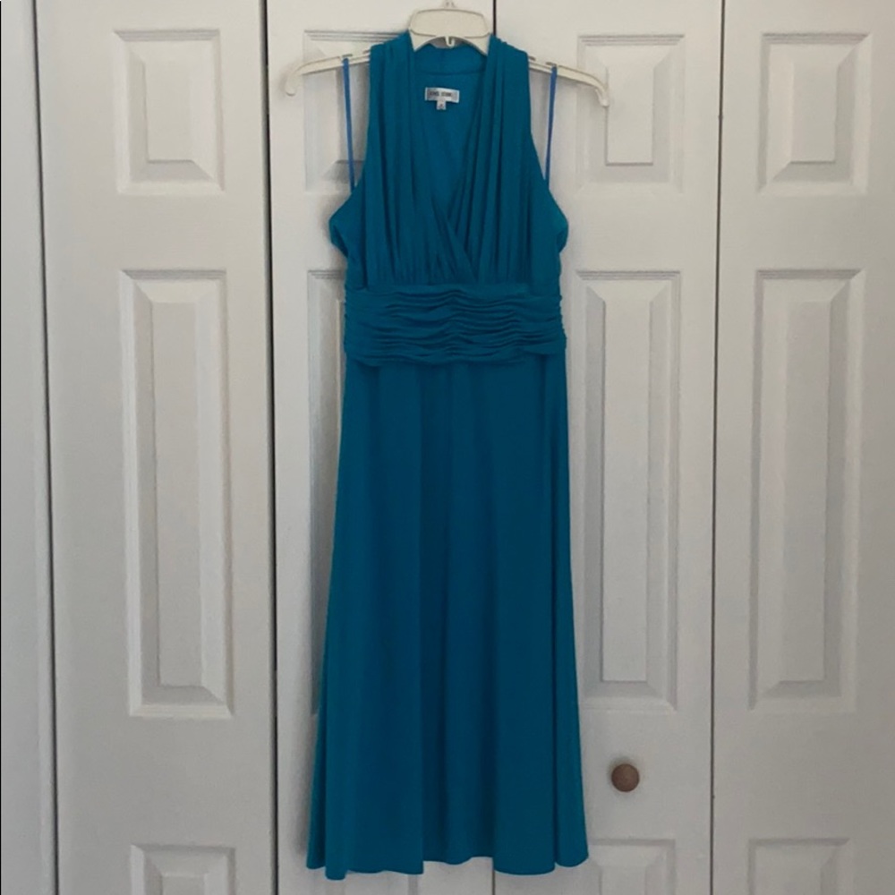 Robin egg blue colored knee length dress